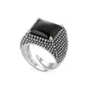 Unaloe Silver / Black Sterling Silver Men's Ring With Black Onyx – Bold Design With Adjustable Band In Multi