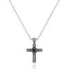 Unaloe Silver / Blue Necklace With Sapphire Cross Pendant – Sterling Silver Women's Jewelry In Metallic