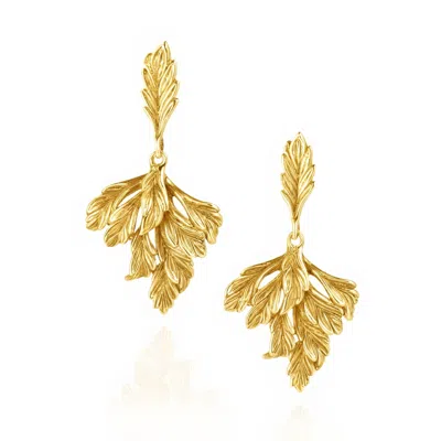 Unaloe Silver Gold Plated Leaf Drop Earrings – Nature Inspired Statement Earrings – Handmade Italian Jewelr