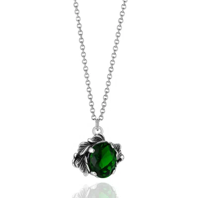 Unaloe Silver / Green Coleus Ovalis Necklace Silver With Pea Zirconia - Elegant Women's Jewelry In Multi