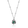 Unaloe Silver / Green Magnifica Necklace In Sterling Silver With Natural Emerald - Elegant Jewelry For Wome In Multi