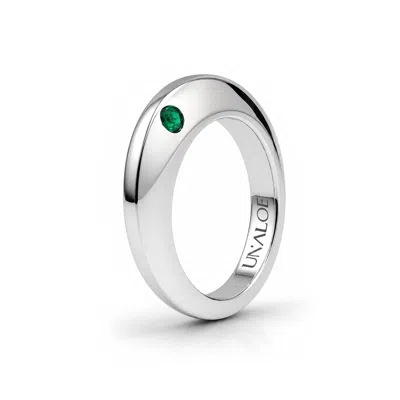 Unaloe Silver / Green Men's Green Quartz Band Ring – Sterling Silver Double Gemstone Ring In Silver/green
