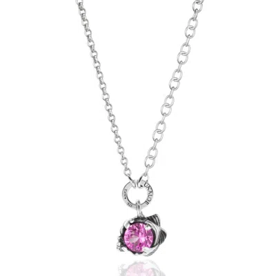 Unaloe Silver / Pink Coleus Circulus Necklace Silver With Pink Zirconia - Elegant Women's Jewelry In Multi