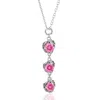 Unaloe Silver / Pink / Purple Coleus Sterling Silver Women's Necklace With Three Pink Crystal Stones – Eleg In Multi