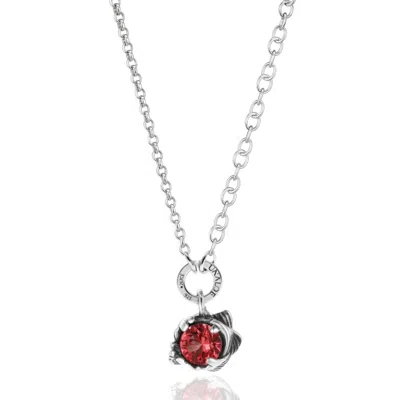Unaloe Silver / Red Coleus Circulus Necklace Silver With Red Zirconia - Elegant Women's Jewelry In Multi