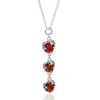 Unaloe Silver / Red Coleus Sterling Silver Women's Necklace With Three Red Crystal Stones – Elegant Women's In Multi