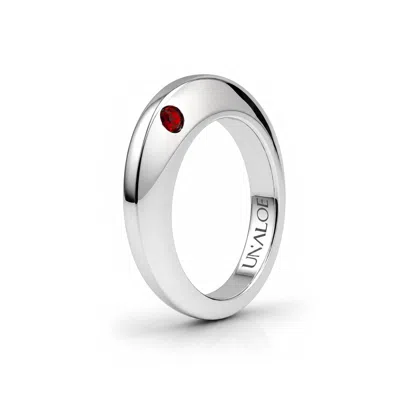 Unaloe Silver / Red Red Quartz Men's Band Ring – Sterling Silver In Silver/red