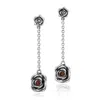 Unaloe Silver / Red Rocks Sterling Silver Rose Drop Earrings With Ruby Stone – Earrings For Women – Jewelry In Multi