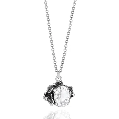Unaloe Silver / White Coleus Ovalis Necklace Silver With White Zirconia - Elegant Women's Jewelry In Multi