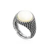 Unaloe Silver / White Men's Sterling Silver Shield Ring With Luminous Mother Of Pearl In Multi