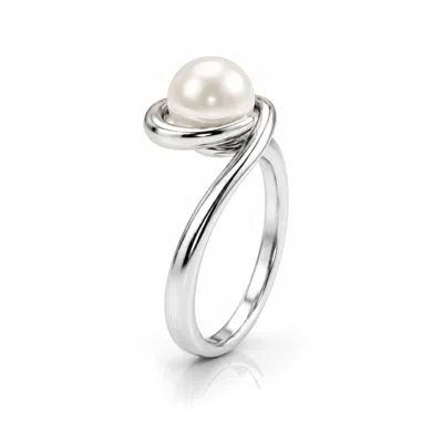 Unaloe Silver / White Pearl Elegance Ring – Sterling Silver Women's Jewelry In Metallic