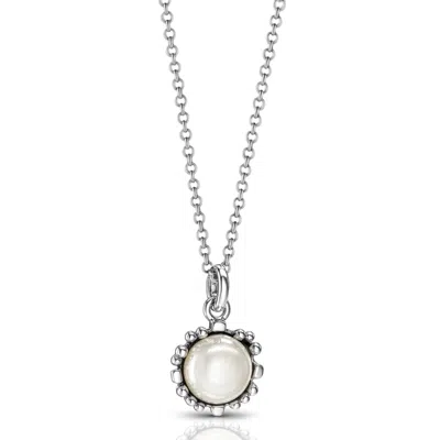 Unaloe Silver / White Ribes Sterling Silver Women's Necklace With White Natural Pearl Pendant – Elegant Wom In Multi