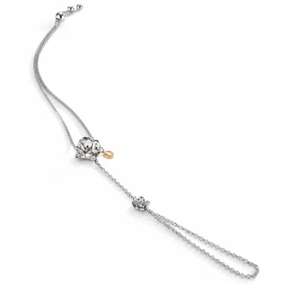 Unaloe Silver / White Sterling Silver Rose Hand Chain With Natural Pearl – Sculptural Floral  Hand-kissed   In Multi
