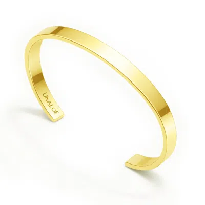 Unaloe Small Band Open Cuff Bracelet For Men – Gold Plated, Handmade Italian Jewelry