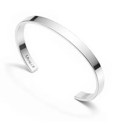 Unaloe Small Band Open Cuff Bracelet For Women In Sterling Silver- Handmade Italian Jewelry