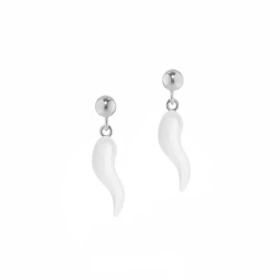 Unaloe Sterling Silver Earrings With White Horn Pendant – Protective & Elegant Jewelry For Women