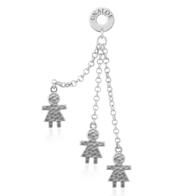 Unaloe Sterling Silver Girl Charm Chain Drop Earrings – Artisan Statement Jewelry For Women