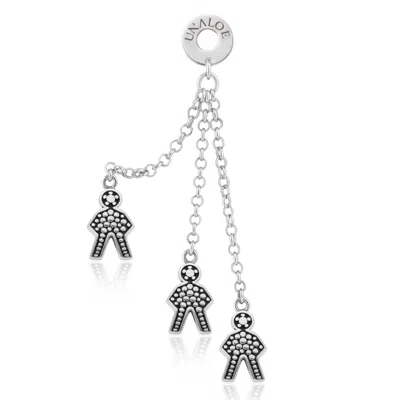 Unaloe Sterling Silver Textured Boy Charm Chain Earrings – Modern Symbolic Jewelry For Women