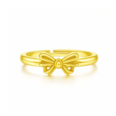 Unaloe Sterling Silver  With Gold Plated Bow Ring – Romantic, Feminine, Adjustable -  Handmade Ring F