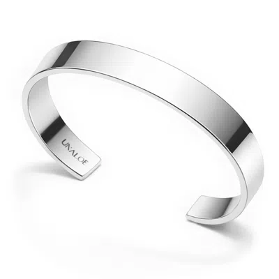 Unaloe Wide Band Open Cuff Bracelet For Women In Sterling Silver - Handmade Italian Jewelry