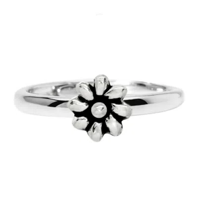 Unaloe Women's Adjustable Flower Ring In Sterling Silver