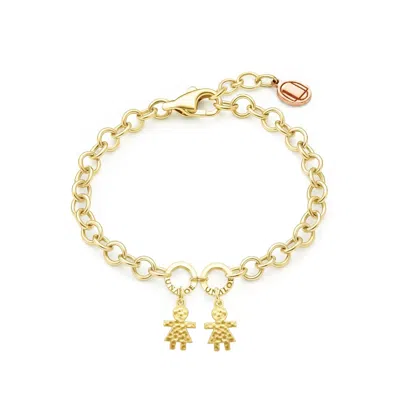 Unaloe Women's Adjustable Gold Plated Bracelet With Two Charms For Girls