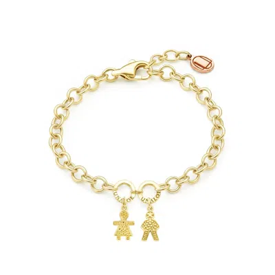 Unaloe Women's Adjustable Gold Plated Mom Bracelet With Two Charms For Male-female