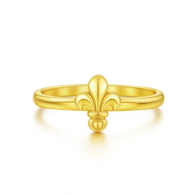 Unaloe Women's Adjustable Ring With Florence Lily In Sterling Silver With Gold Plated -  Handmade Ita