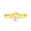 Unaloe Women's Adjustable Shell Ring With Natural Pearl In Sterling Silver With Gold Plated -  Handma In Gold