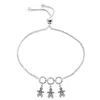 Unaloe Women's Adjustable Sterling Silver Ball Bracelet For Mom With Three Girl Charms, Perfect Gift