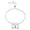 Unaloe Women's Adjustable Sterling Silver Bracelet For Mom, With Three Charms Two Girl And One Boys, Perfec