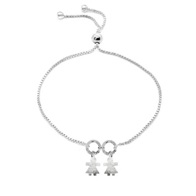 Unaloe Women's Adjustable Sterling Silver Bracelet With Two Charms For Girls