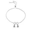 Unaloe Women's Adjustable Sterling Silver Bracelet With Two Child Charms