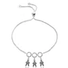 Unaloe Women's Adjustable Sterling Silver Mom Bracelet With Three Baby Charms - Personalized Family Jewelry