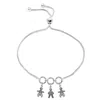 Unaloe Women's Adjustable Sterling Silver Mom Bracelet With Three Charms Two Girls And One Boy Perfect Gift