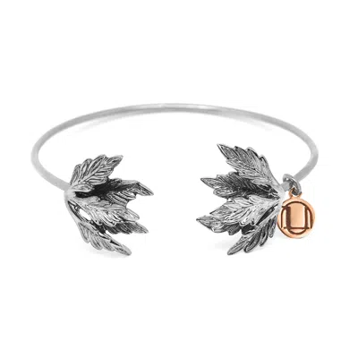 Unaloe Women's Bangle With Leaves In Sterling Silver