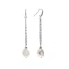 Unaloe Women's Baroque Freshwater Pearl Drop Earrings With Luminous Chains And Sterling Silver Hook Clasp