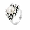 Unaloe Women's Black Ribes Silver Ring With Natural Pearl In Black