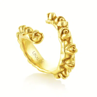 Unaloe Women's Black Rose Buds Ring Sterling Silver-gold Plated, Handmade,  Seductive Emotions