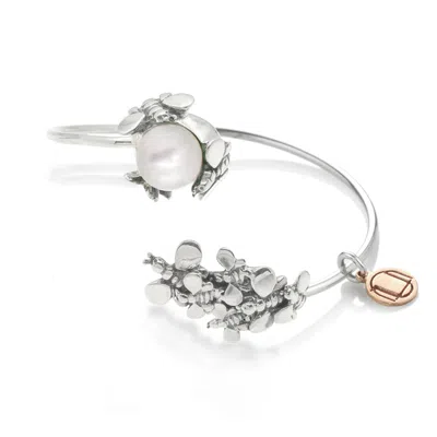 Unaloe Women's Black / White Natural Queen Bracelet In Sterling Silver, With Pearl In Multi