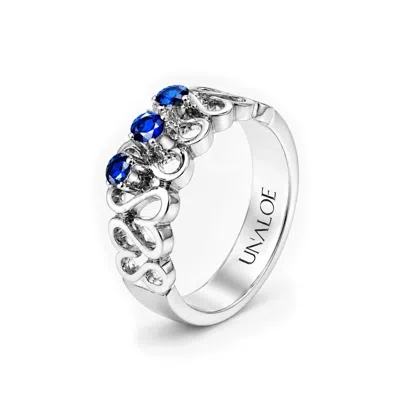 Unaloe Women's Blue / Silver Blue Cubic Zirconia Statement Ring – Sterling Silver In Blue/silver