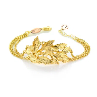 Unaloe Women's Bracelet Leaf Gold Plated Silver
