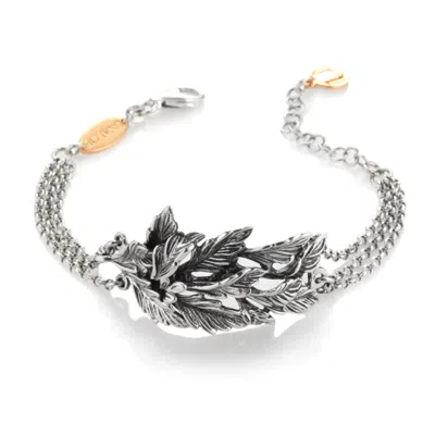 Unaloe Women's Bracelet Leaf Sterling Silver Adjustable