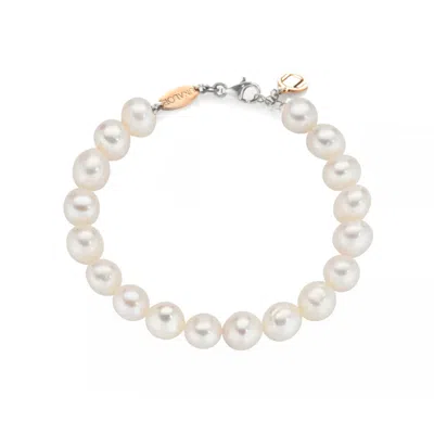 Unaloe Women's Bracelet White Pearls And Silver Beads
