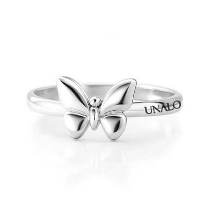 Unaloe Women's Butterfly Ring In Sterling Silver-