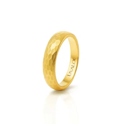 Unaloe Women's Classic Hammered Sterling Silver Band With Gold Plating