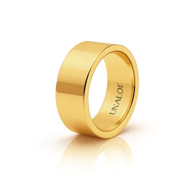 Unaloe Women Classic Smooth French-edge Sterling Silver Band With Gold Plating