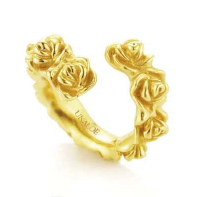 Unaloe Women's Contrary Ring Tarnished Sterling Silver-gold Plated