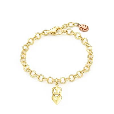 Unaloe Women's Crown & Heart Chain Bracelet In Gold Vermeil – Chic Fashion Accessory