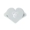 Unaloe Women's Custom Heart Shaped Chevalier Ring In Sterling Silver With -c- Initial